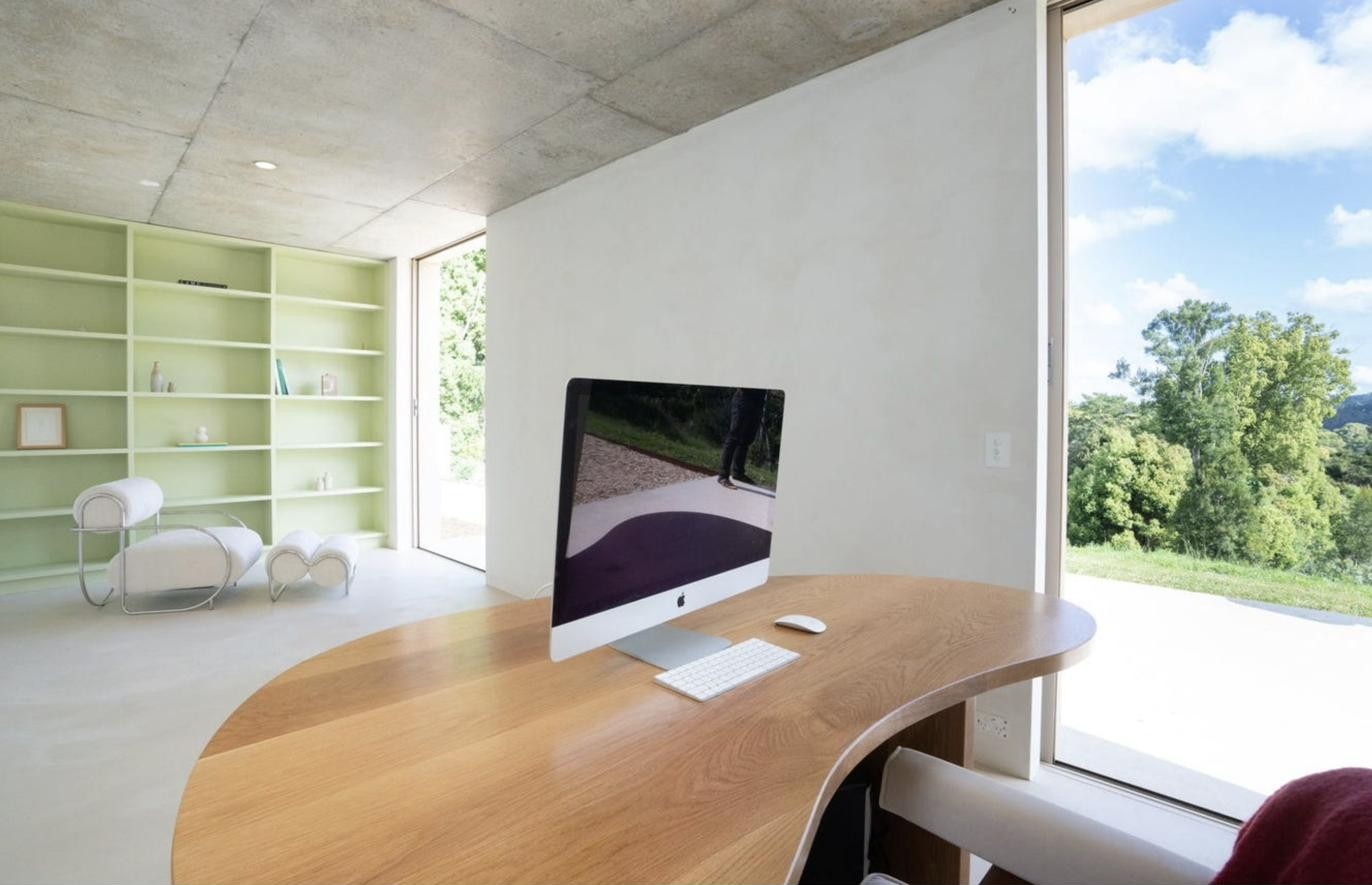 Curved timber desk study nook, Komorebi Home