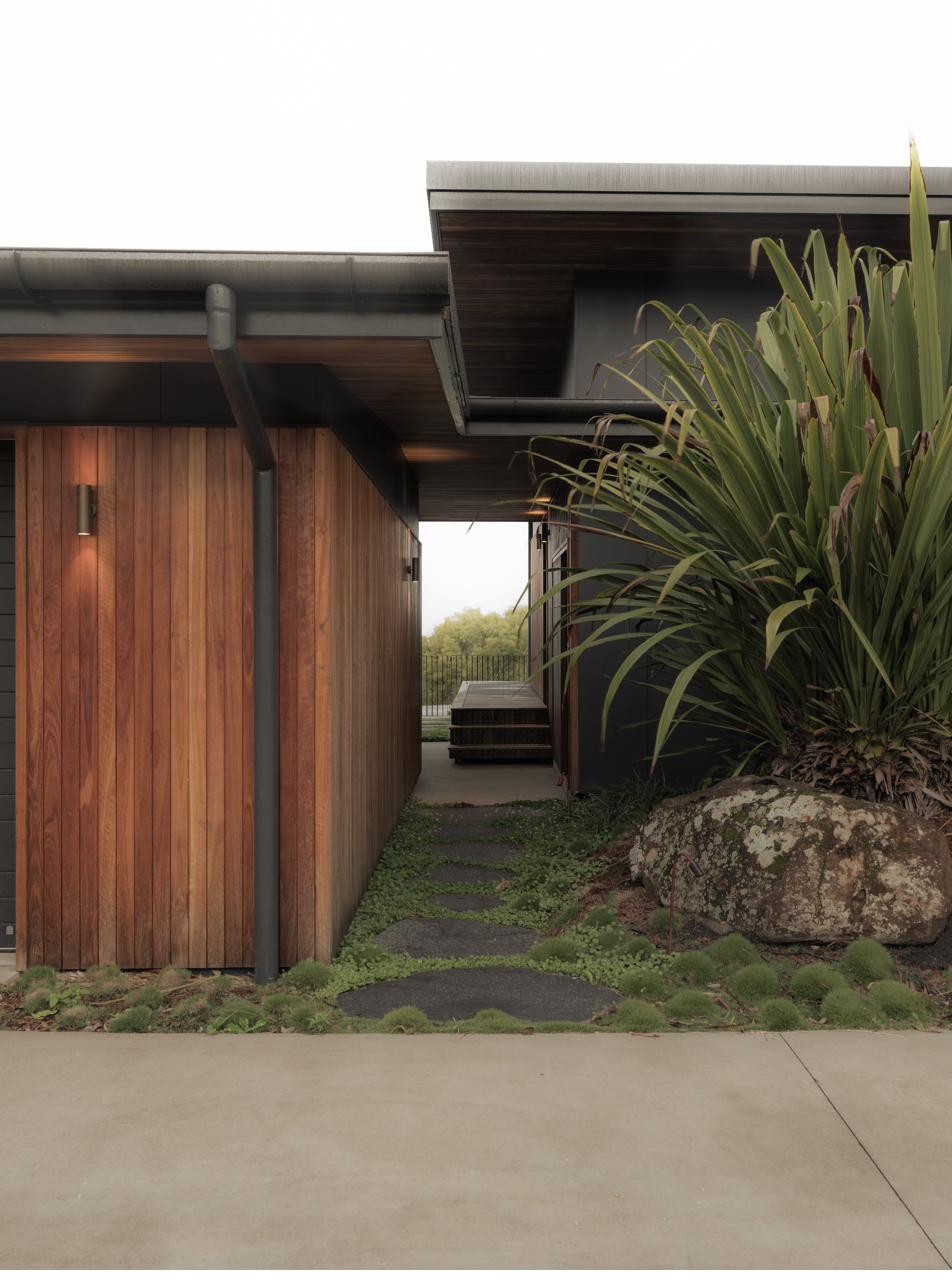 Timber entrance walkway detail, Newrybar Residence